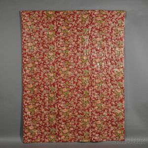 Red Floral-printed Cotton Chintz Quilt