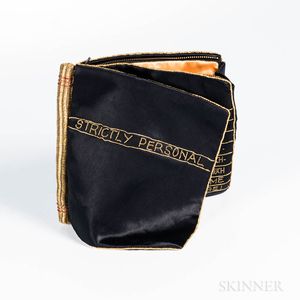 Eric de Kolb Black Satin and Beaded "Strictly Personal" Clutch