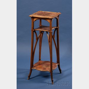 Galle Art Nouveau Marquetry-inlaid Walnut Plant Stand