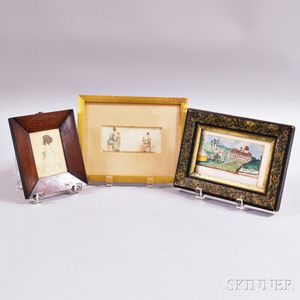 Three Framed Watercolor Miniatures