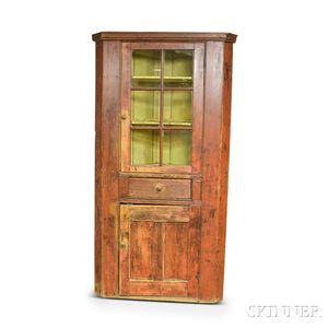 Small Red-stain Glazed Corner Cupboard