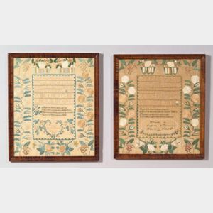 Two Needlework Samplers Worked by Sisters Elisabeth and Susannah Parmenter