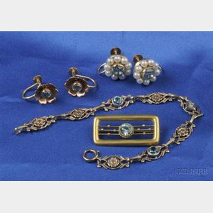 Four Blue Zircon Jewelry Items