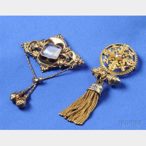 Two 14kt Gold Tassel Brooches