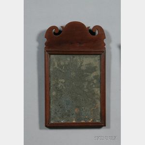 Small Queen Anne Mahogany and Mahogany Veneer Looking Glass