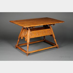 Spanish Colonial Style Carved Pine Center Table