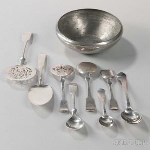Eight Pieces of Porter Blanchard Arts and Crafts Sterling Silver Flatware