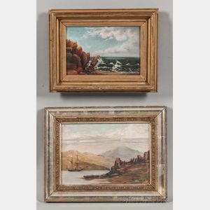 Two Framed American School Oil on Canvas Coastal Views