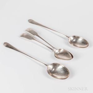 Four British Sterling Silver Stuffing Spoons