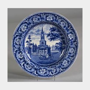 Blue and White Transfer Decorated Staffordshire Soup Plate