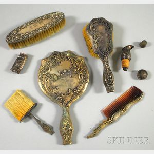 Group of Sterling Silver-mounted Vanity Items and Assorted Articles