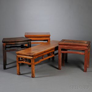 Three Wood Stands and a Low Table