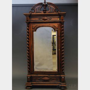 Renaissance Revival Walnut Mirrored Armoire
