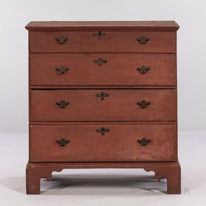 Red-painted Maple Chest over Two Drawers