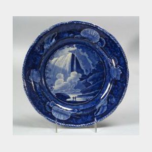 Historical Blue and White Transfer Decorated Staffordshire Plate