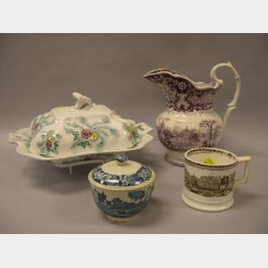 Four Pieces of Assorted Transfer Decorated Staffordshire Tableware