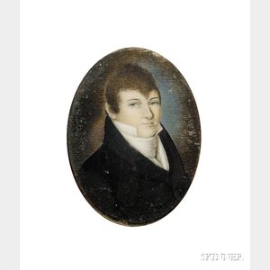 Portrait Miniature of a Young Man Wearing a Black Coat