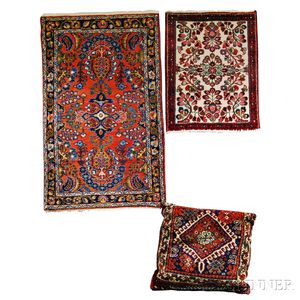 Two Oriental Small Rugs and a Pillow