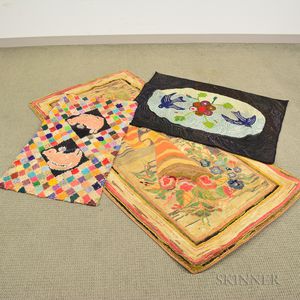 Three Pictorial Hooked Rugs