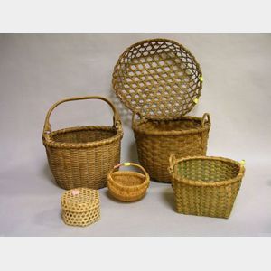 Six Assorted Woven Baskets.