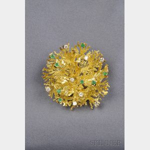 18kt Gold, Emerald, and Diamond Pendant/Brooch, Tiffany & Co.