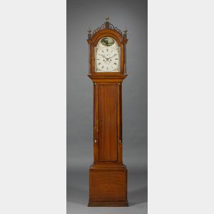 Federal Mahogany Veneer and Inlaid Tall Clock by Simon Willard