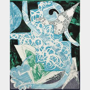 Frank Stella (American, b. 1936) Swan Engraving Blue, Green, Grey