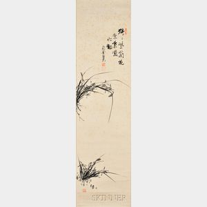 Hanging Scroll Muknando Depicting Orchids