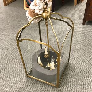 Brass and Glass Four-light Hanging Lantern