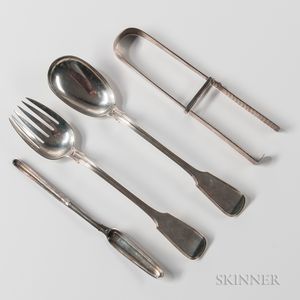 Four Pieces of George III/IV Sterling Silver Flatware