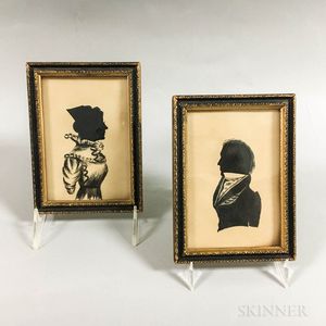 Pair of Framed Hollow-cut Silhouettes of a Husband and Wife