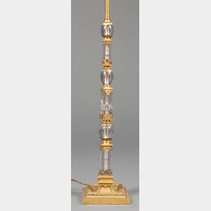 E. F. Caldwell Gilt Bronze and Colorless Glass Table Lamp