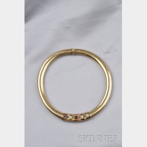 14kt Gold, Gem-set, and Diamond Necklace
