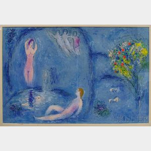 Marc Chagall (French/Russian, 1887-1985) Daphnis and Chloe in the Cave of the Nymphs