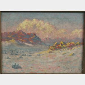 Frank William Chapman (American, 19th/20th Century) Mountains at Sunset.