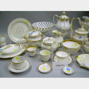 Large Assembled Lot of Paris Porcelain Gilt Decorated Tableware.