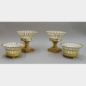 Two Pairs of Porcelain and Gilt Centerpieces