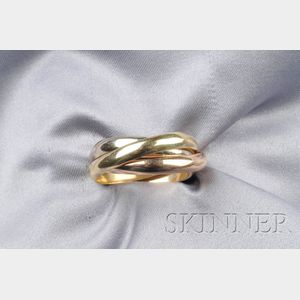 18kt Tricolor Gold Rolling Ring, Cartier