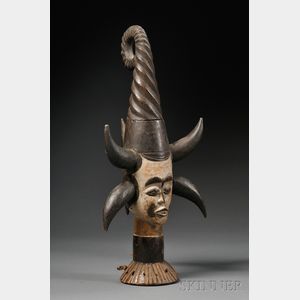 Ekoi Carved Wood Headdress