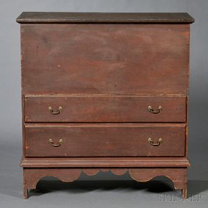 Red-painted Chest over Two Drawers