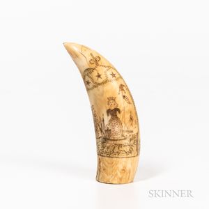 Scrimshaw Decorated Whale's Tooth
