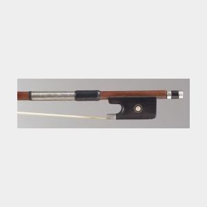 French Silver Mounted Violoncello Bow, Andre Vigneron, c.1920