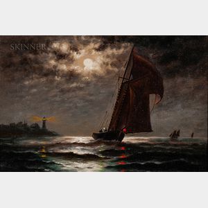 Edward Pritchard (British/American, 1864-1935) Moonlit Seascape