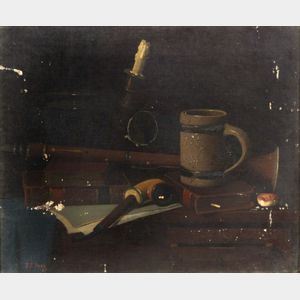 John Frederick Peto (American, 1854-1907) Still Life with Books and Pipe