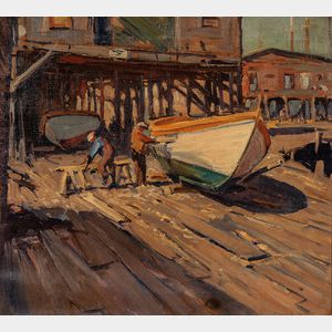 Emile Albert Gruppé (American, 1896-1978) Repairing a Boat