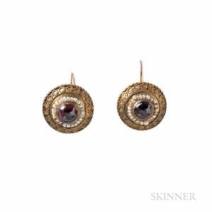 Antique Gold and Garnet Earrings