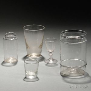 Five Pieces of Colorless Glassware