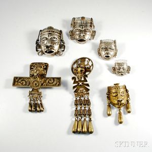 Group of Aztec-style Mexican Jewelry
