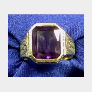 Gentleman&#39;s Gothic Revival 14kt Gold Ring
