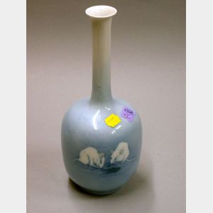 Royal Copenhagen Mouse Decorated Porcelain Bottle Vase